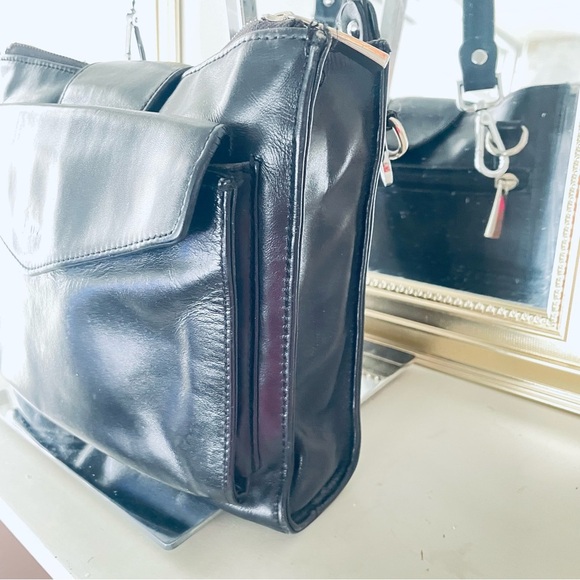 DANIER BLACK LEATHER CROSSBODY BAG SHOULDER WOMEN VINTAGE BAG - Picture 5 of 12